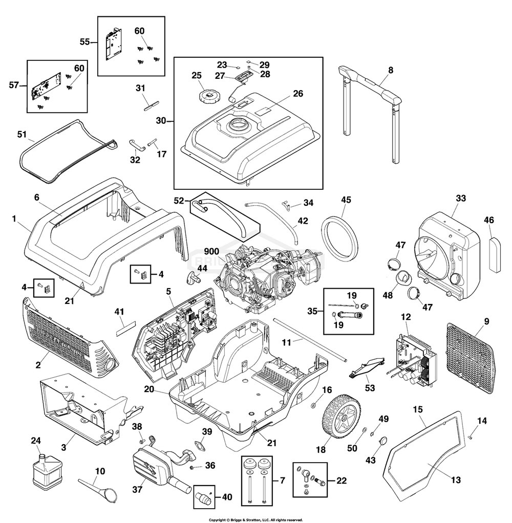 Main Unit (80103033) Diagram and Parts List for 030851-01  Briggs and Stratton Generator